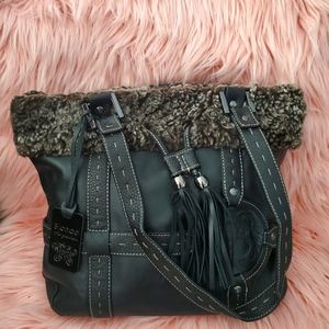 Blonde leather fur bag